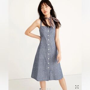 Madewell chambray tank button front midi dress, size 12
